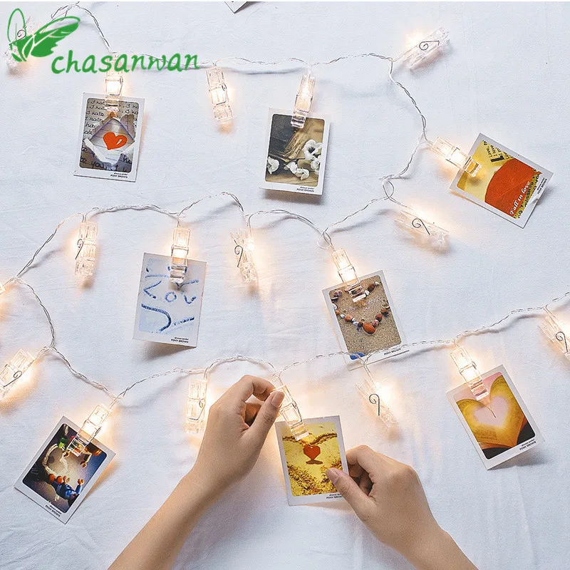 

Chasanwan 1M 10 Led String Lights Photo Clip Lights Christmas Decorations for Home New Year Fairy Lights Led Lights Decoration.q