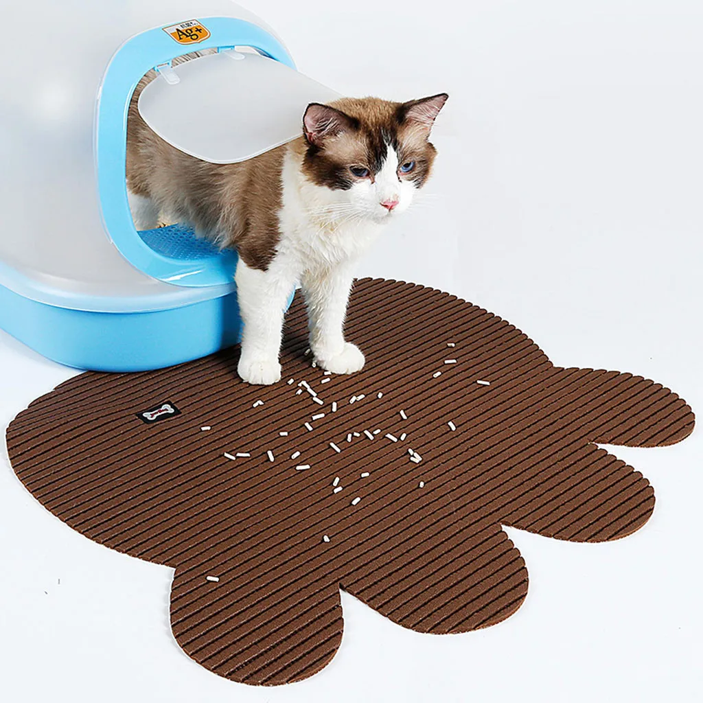 В форме головы кота водонепроницаемые Нескользящие педали для собак подстилка для кошки подстилка для туалета защищающая Накладка для домашних кошек - Цвет: Brown