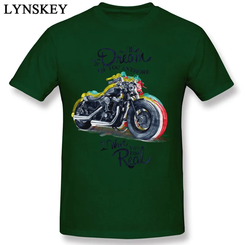 Men's Tops T Shirt Newest Normal T Shirts 100% Cotton O Neck Short Sleeve Unique Motorcycledream Tee-Shirt Top Quality dark green