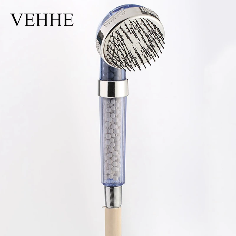 VEHHE 3 Modes Blue Bathroom Comb Design Handheld Shower Head Massage Rainfall SPA Water Saving