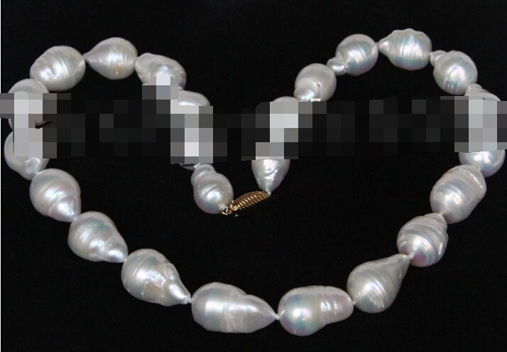 

HOT 002270 natural 18" 21mm baroque white Reborn keshi pearls necklace