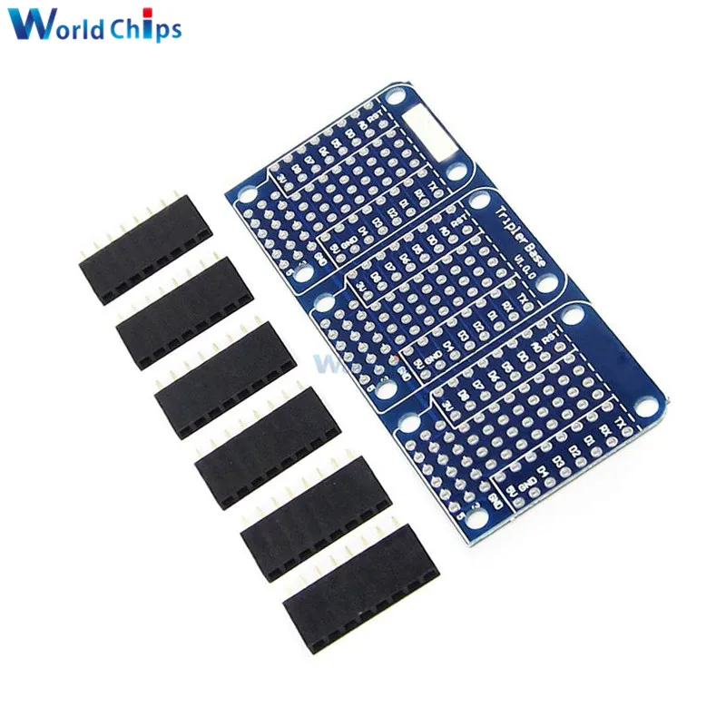 

For Arduino Compatible Triple Shield For WeMos D1 Mini Dua Sided Perf Board