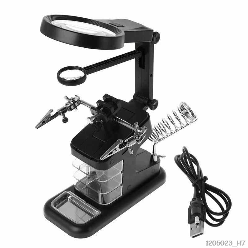 

Multifunctional 3X/4.5X/25X Welding Magnifying Glass LED Light Auxiliary Clip Loupe Desktop Magnifier Soldering Iron Repair Tool