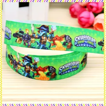 

7/8'' Free shipping cartoon game printed grosgrain ribbon hair bow headwear party decoration wholesale OEM 22mm H4215