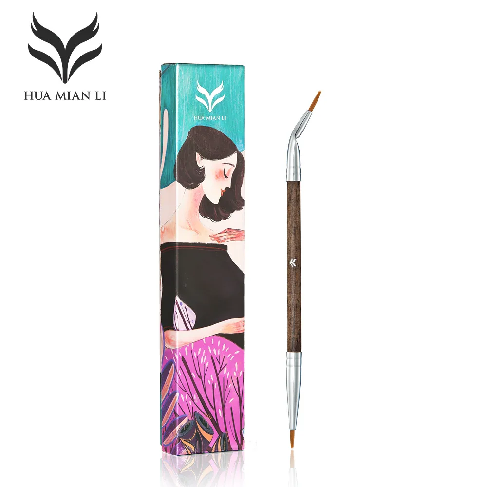 

HUAMIANL Eyeliner Makeup Brush Prudential Series Imported Fiber Wool Double Head Eyeliner Brush Illustrator