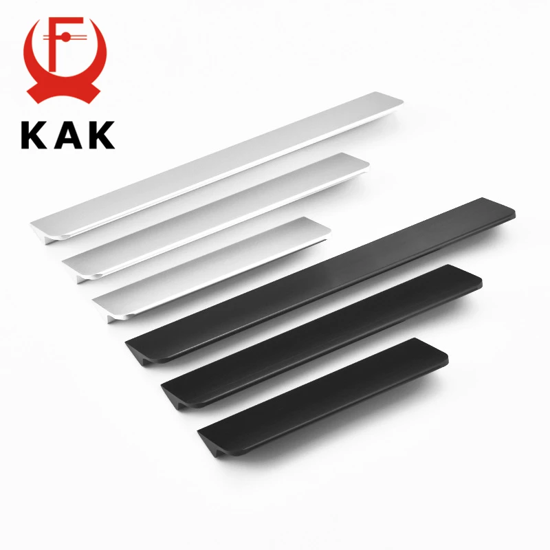 

KAK Black Silver Gold Hidden Cabinet Handles Aluminum Alloy Kitchen Cupboard Pulls Drawer Knobs Door Furniture Handle Hardware