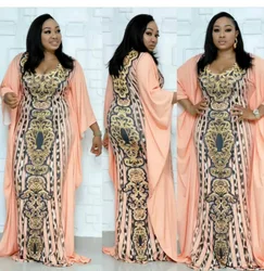 African Elastic Women Dresses New Bat Sleeve Fashion V-neck Leopard-print Printed Slim Costumes National Style Luxury Dresses African Elastic Women Dresses New Bat Sleeve Fashion V-neck Leopard-print Printed Slim Costumes National Style Luxury Dresses