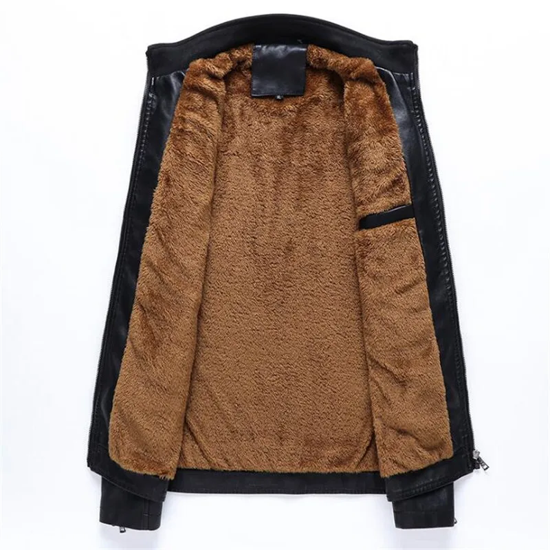 Мужская мотоциклетная теплая кожаная куртка LUOXIU 5XL6XL модная брендовая мужская