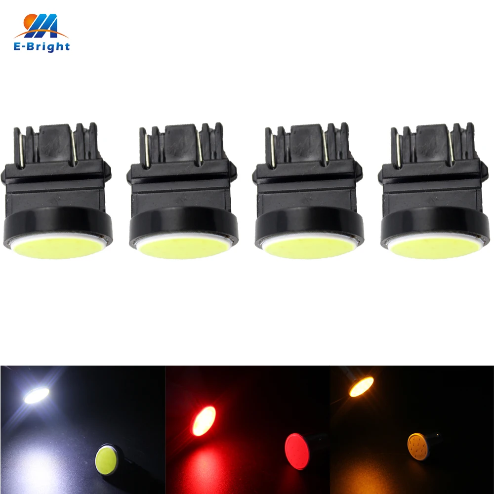 

YM E-Bright 4 PCS T25 3157 COB 12 SMD 12 Led Auto Car Signal Brake lights 12V DC 120Lm White Blue Red Amber 3157A 3157NA