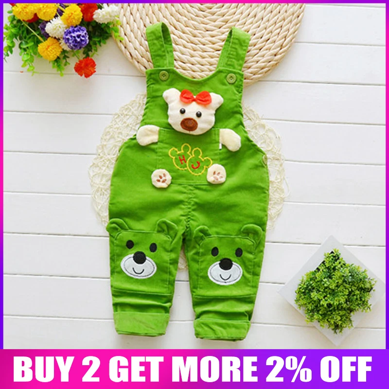 

BibiCola Boys Pants Kids Spring Autumn Jumpsuit Pants Children Girls Cartoon Overalls Trousers for Little Boy Strap Pants