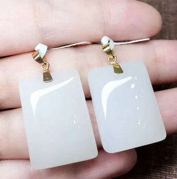 

Hetian Baiyu 18k gold pendant Authentic Qinghai material, sheep fat jade, fine jade, crystal clear white, warm h15#