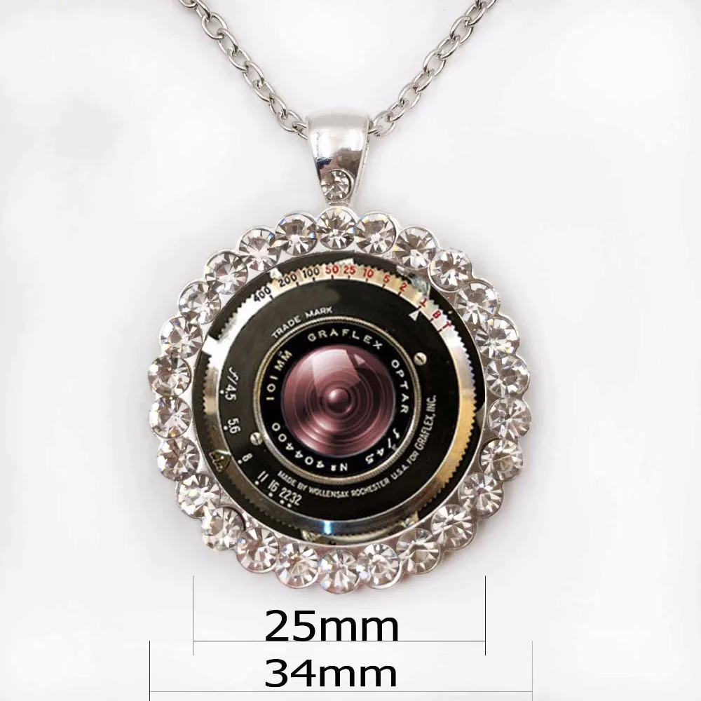 Старинная камера ожерелье Кулон Античный Кулон в виде объектива Серый Черный ювелирные изделия