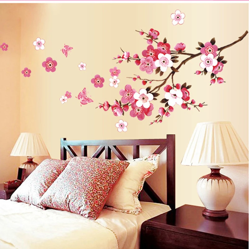 romantic sakura flowers wall stickers home decorations 9053. living