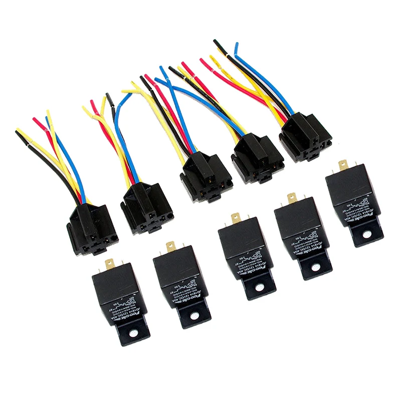 

Lot5 New 12 Volt 30/40 Amp SPDT Automotive Relay with Wires & Harness Socket