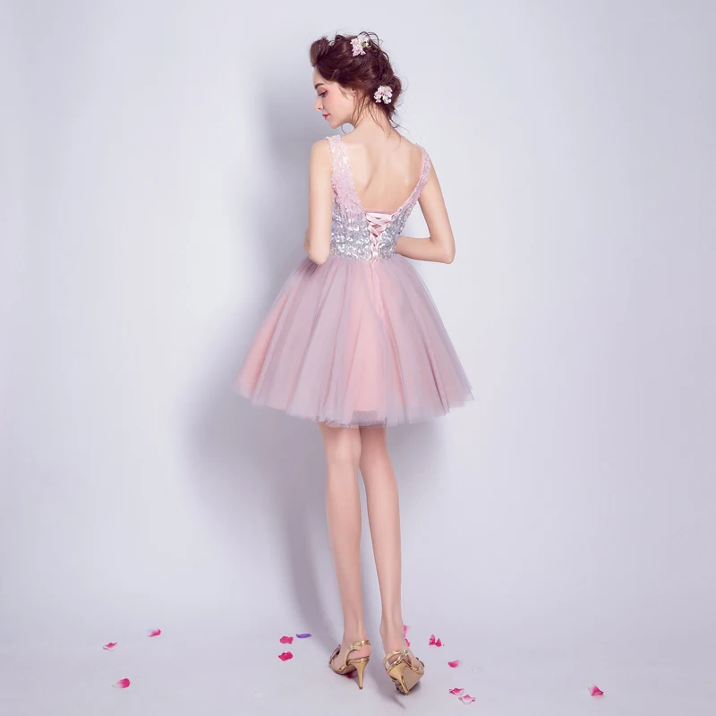Новое поступление vestido мигать Розовый Короткое вечернее платье на выход 2020