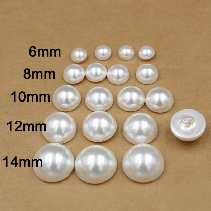 

100pcs Great Quality Imitation Pearl Beads 6 8 10 12 14mm Half Round Cabochon Bead Findings Manual Decoration Materials Jewelry
