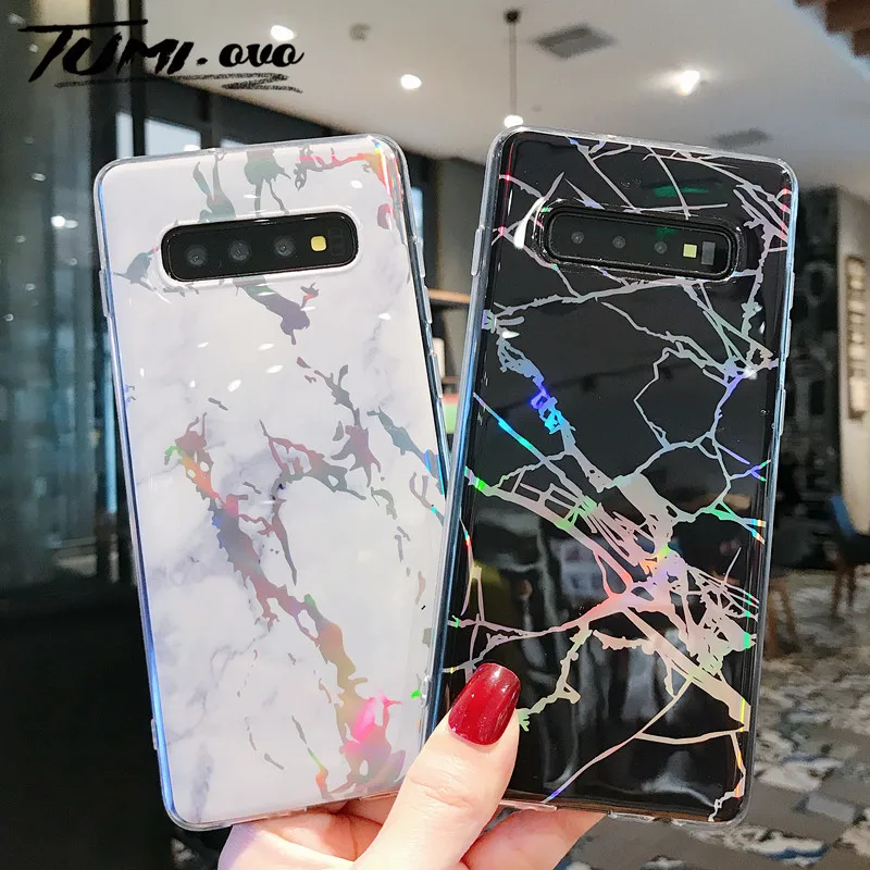 Цветной лазерный мраморный чехол для телефона Samsung Galaxy S7 edge S8 S9 Plus S10 Lite Note 8 9