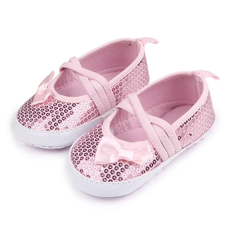 Очаровательные милые блестящие мягкие пинетки для новорождённых девочек с бантиком-бабочкой обувь принцессы первые ходунки