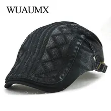 Wuaumx Лето берет Шапки Для мужчин козырек Кепки для Для женщин Повседневное хлопковые однотонные остроконечные без каблука Кепки унисекс утконоса шляпы летние голубой берет мужские головные уборы шапка мужская кепки