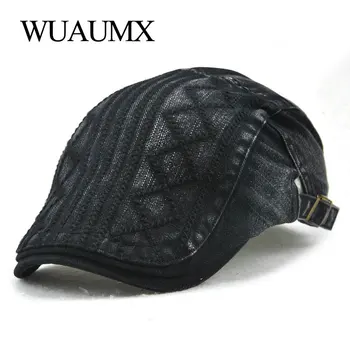 

Wuaumx Summer Beret Hats Men Visor Cap For Women Casual Cotton Solid Peaked Flat Cap Unisex Duckbill Hat casquette de marque