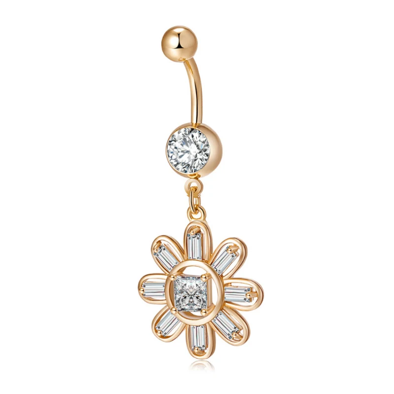 Yellow Gold Color Big CZ Zircon Hollow Flowers Piercing Bar Body yellow-gold-color-big-cz-zircon-hollow-flowers-piercing-bar-body