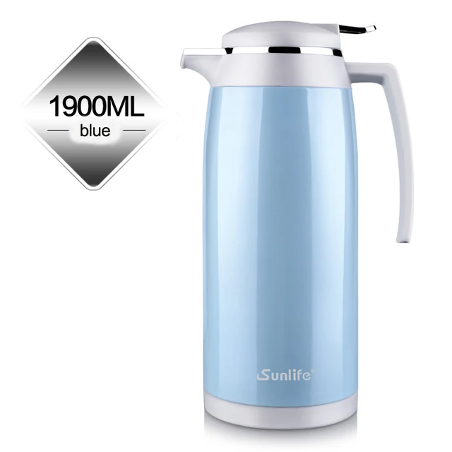 DAYDAYS 1900ml Stainless Steel Thermos Flask Glass Bulb Teapot Thermo