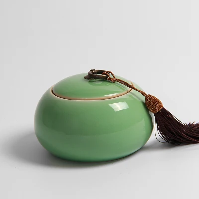 Longquan Celadon чайная коробка, чайная банка, керамическая фарфоровая чайная банка, керамическая чайная бочка, герметичный резервуар для хранения чая caddy - Цвет: B Small