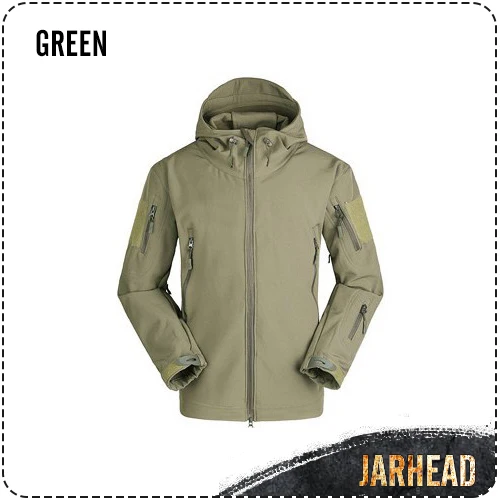 Высококачественная камуфляжная куртка для скрытия кожи акулы, мягкая оболочка для улицы, военный охотник, тактическая куртка, водонепроницаемая ветрозащитная одежда - Цвет: GREEN