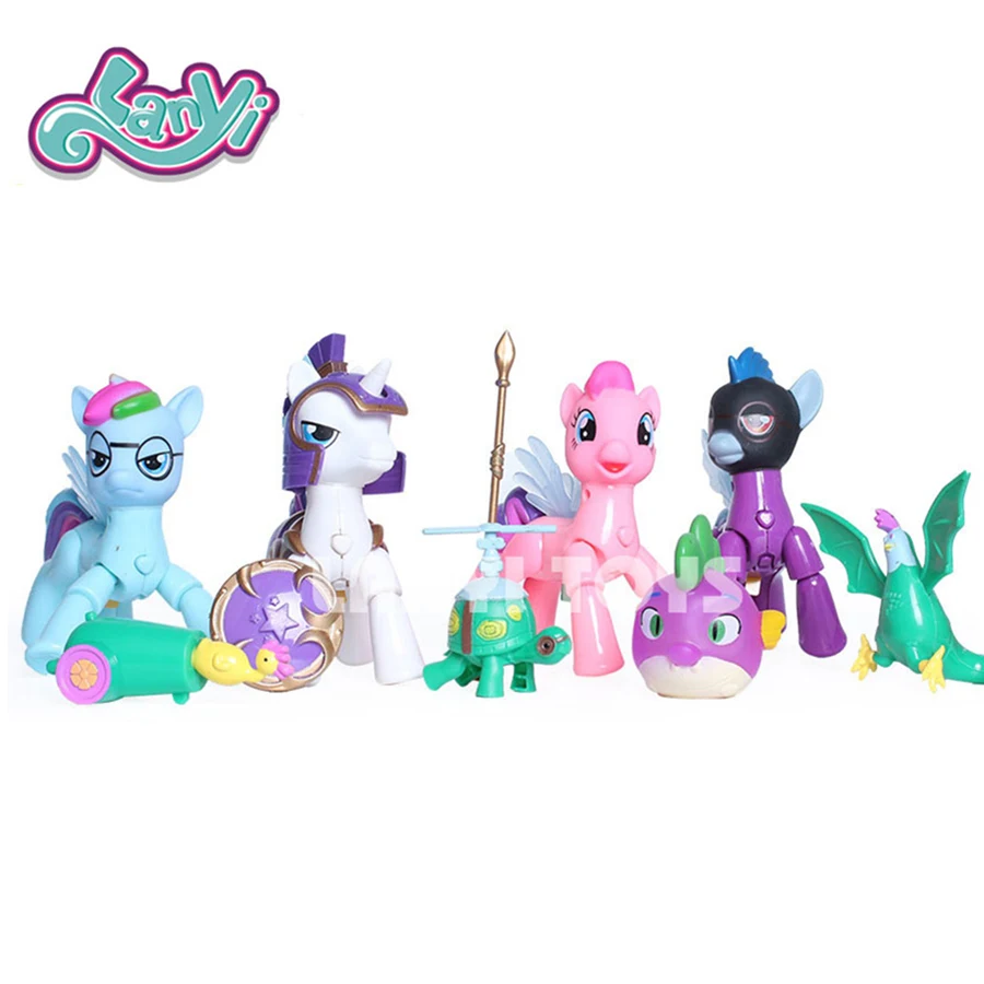 

My little horses play 4 lovely shape ponies Magic Rainbow lights horse for kids play Model Dolls action figures family toys