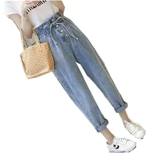 Большие размеры, повседневные весенне-осенние зимние джинсы, женские джинсы с высокой талией, Женские Широкие джинсовые штаны, Mujer, винтажные джинсы, J366