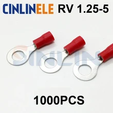 1000 шт. обжимные клеммы RV1.25-5 22-16AWG 0,25-мм^ 2 обжимные клеммы красные кольцевые клеммы латунь RV1-5