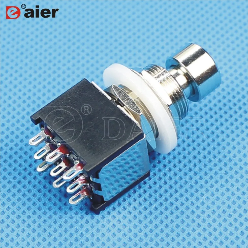 

25PCS PBS-24-302S Latching black 3pdt ON-ON footswitch with solder terminals