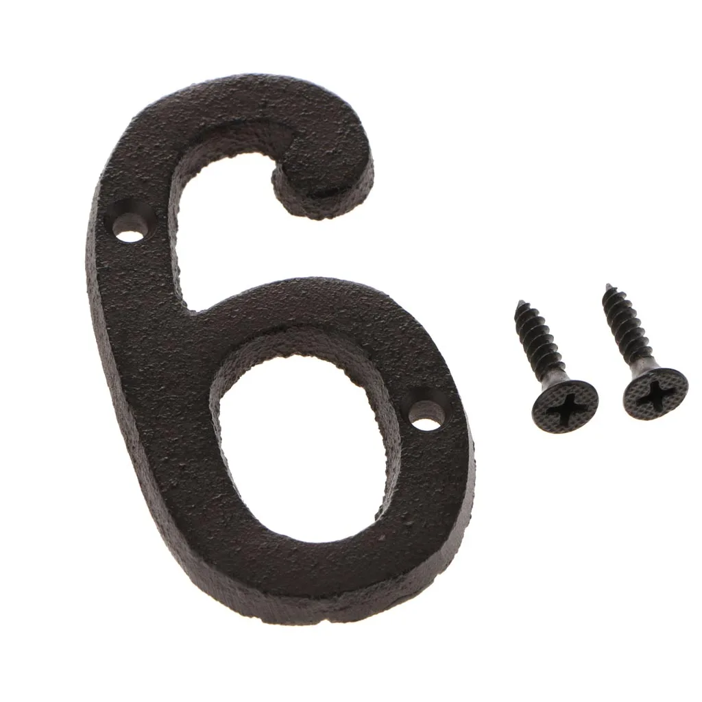 2pcs Cast Iron Metal Door Number Sign Plaque House Garden Name Address Sign Sticker Plate 4 6