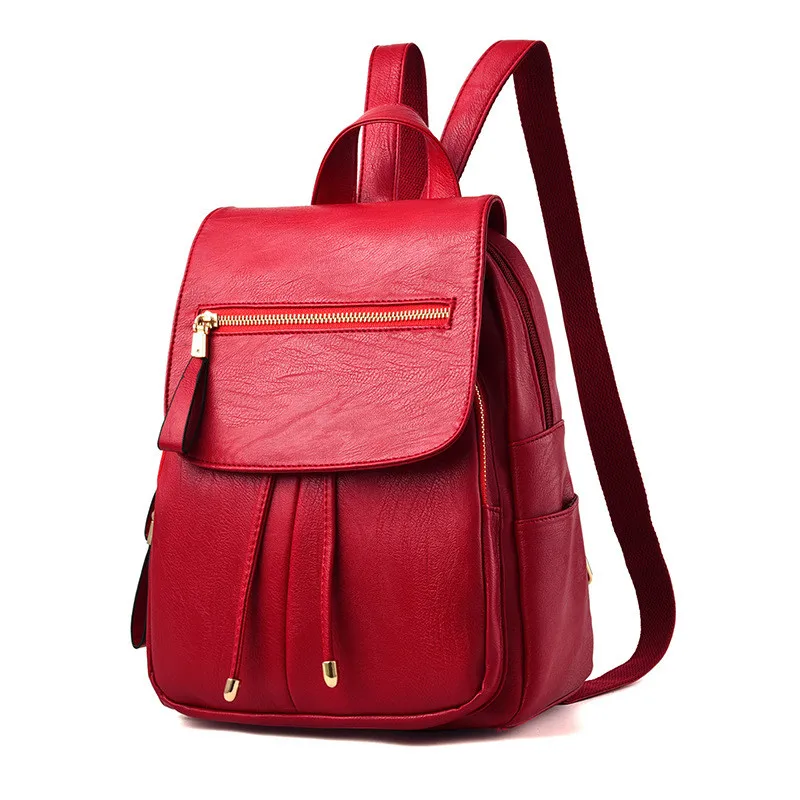 

MONNET CAUTHY Female Bags Concise Leisure Fashion Korean Style Sweet Girls Backpacks Solid Color Blue Black Wine Red Ladies Bag
