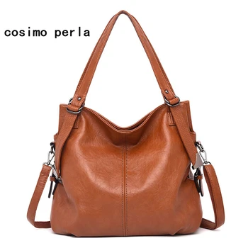 

Fashion Large Capacity Shoulder Bags for Women Soft Leather Sequined Handbags Brand Designer Sac a main Retro Female Casual Tote