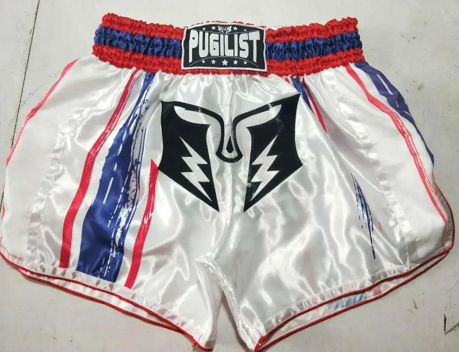 PUGILIST thai-black thai-pants шорты mma шорты для единоборств Бодибилдинг боевые искусства тренировочные боксеры - Цвет: Белый