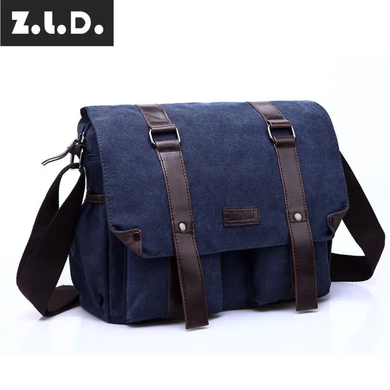 Z.l.d. Мужская Диагональная Сумка через плечо, простая модная парусиновая Повседневная сумка для компьютера, молодежная вместительная школьная сумка, женская сумка