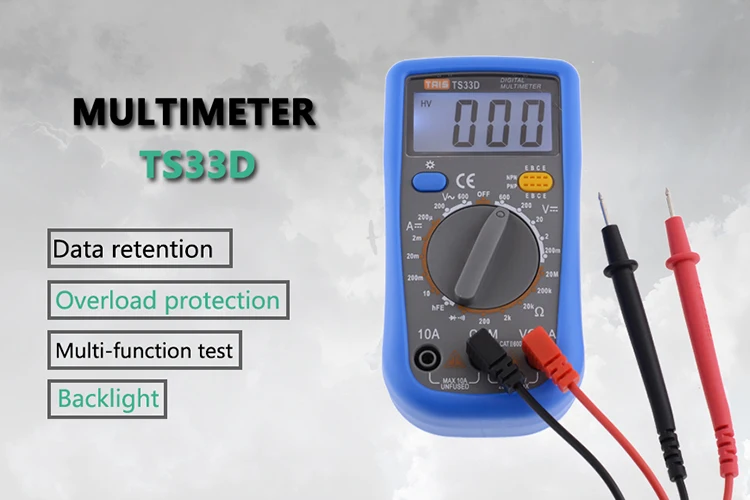 TS-33D AC DC ЖК-дисплей Профессиональный электрический ручной тестер метр Цифровой мультиметр Multimetro Амперметр мультитестер