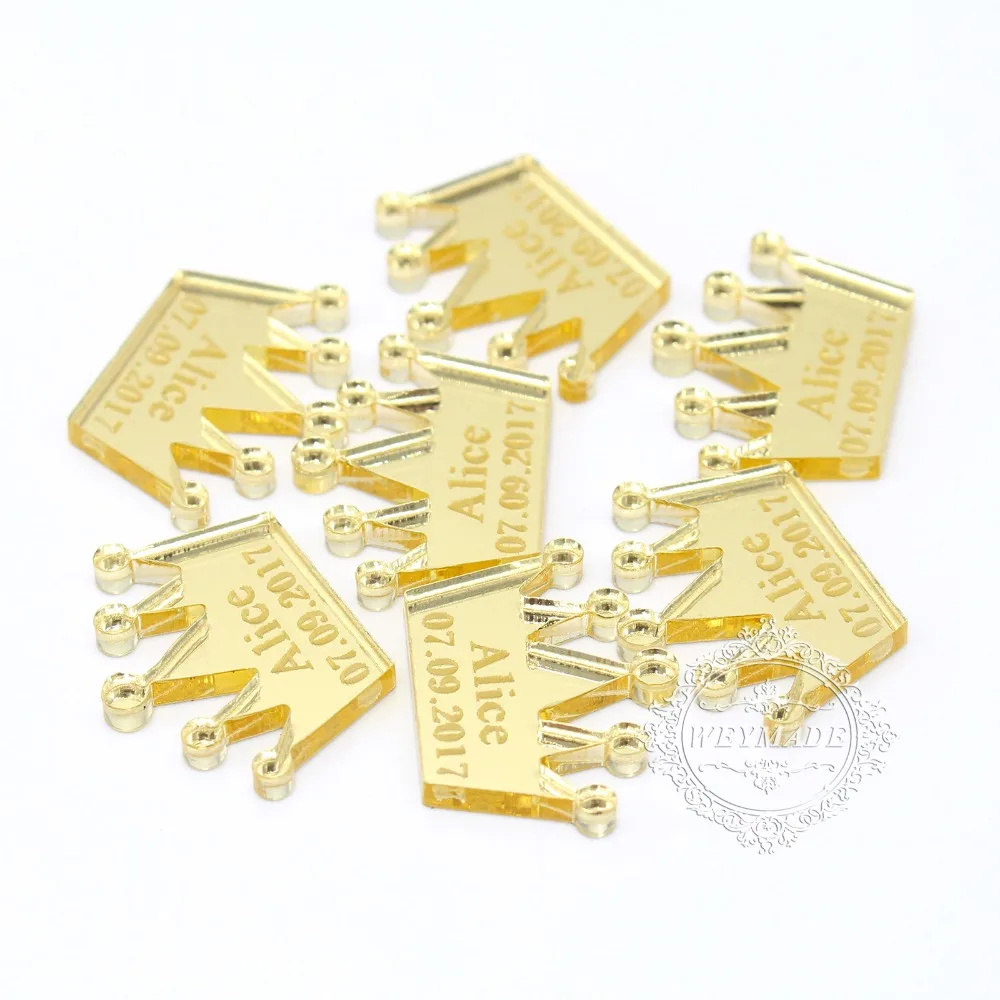 50* Personalized Gold Crown Baby Shower Table Decoration Prince Birthday Party Table Favor Centerpieces Decor Kid Gift Confetti