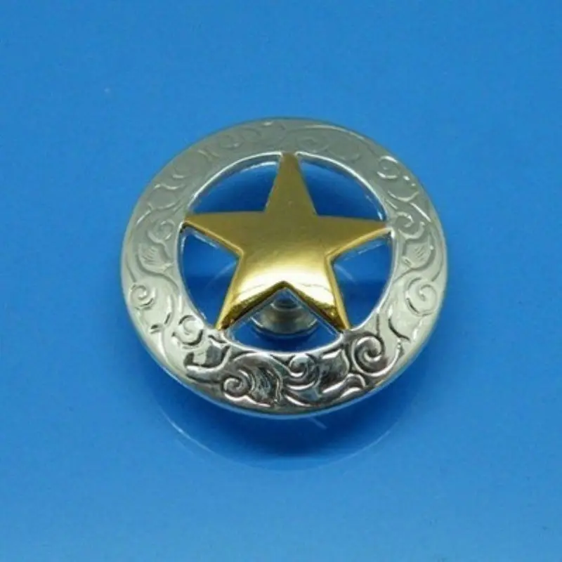 

DIY Leathercraft Hardware 1-3/16''(30mm) Western Texas Star Concho Antique Silver & Gold Plated #JP-1709SG-30