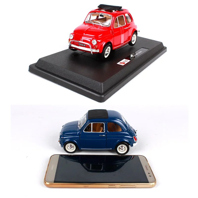 Bburago 1:21 1965 Fiat 500F 500L синий желтый литой автомобиль 135*62*65 мм открытые двери