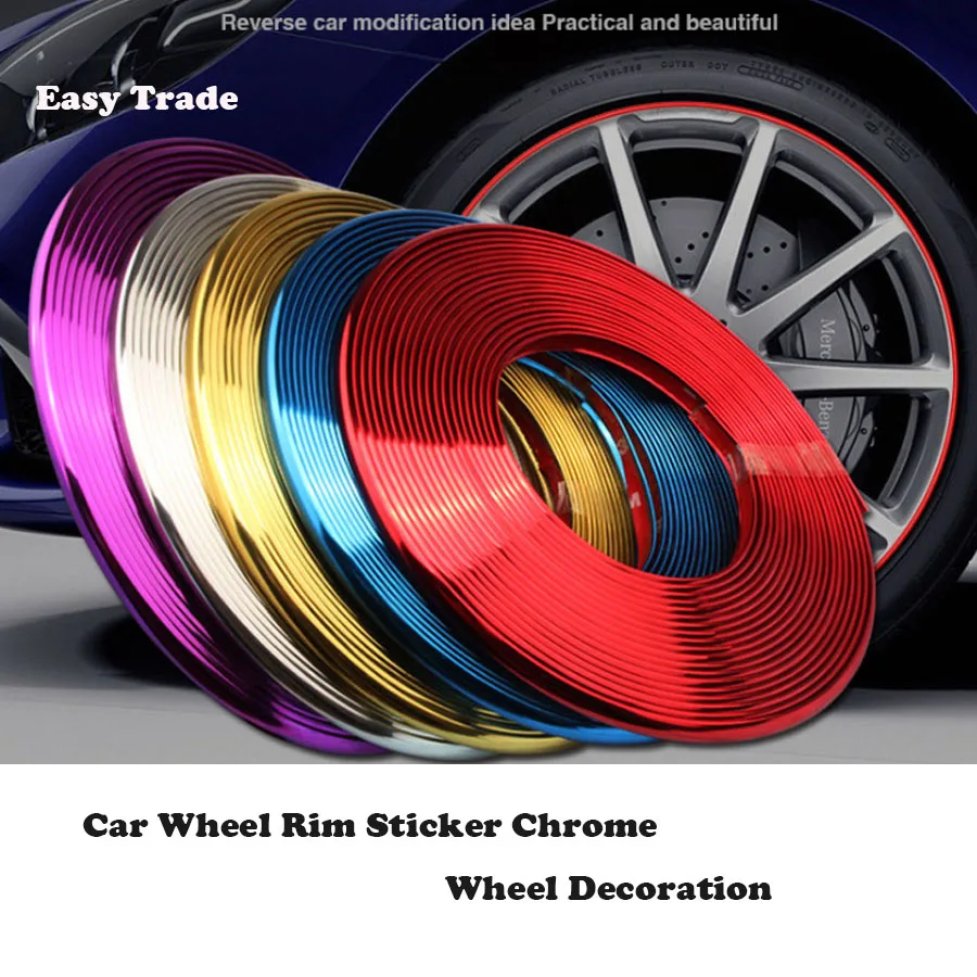 

Universal Car Wheel Rim Sticker Chrome Wheel Decoration on Moulding Strips Accessories universal car accessrioes 8 meters