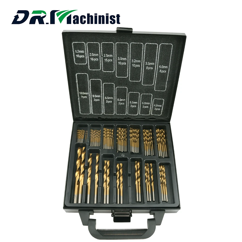 

DR.Machinist 99pcs/Set HSS Engineering Twist Drill Bit Set 1.5 - 10mm Precision 4241 High Speed Steel Power Tools with Case