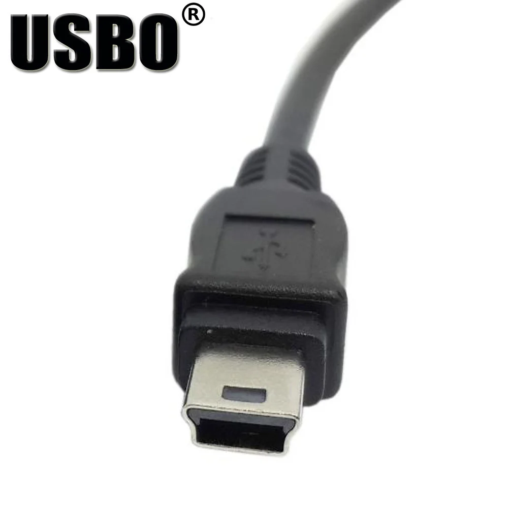 Высокое качество, черный, 0,5 м, 1,5 м, мини USB кабель для передачи данных, высокоскоростной мини USB Т-порт, 5-контактный разъем для подключения к женскому автомобильному удлинителю