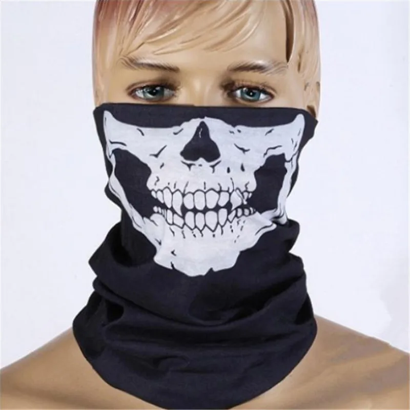 

Fashion 2016 Ghost Scarf Black Skull Half Face Skeleton Motorcycle Scary Horror Party Halloween Mask Gift