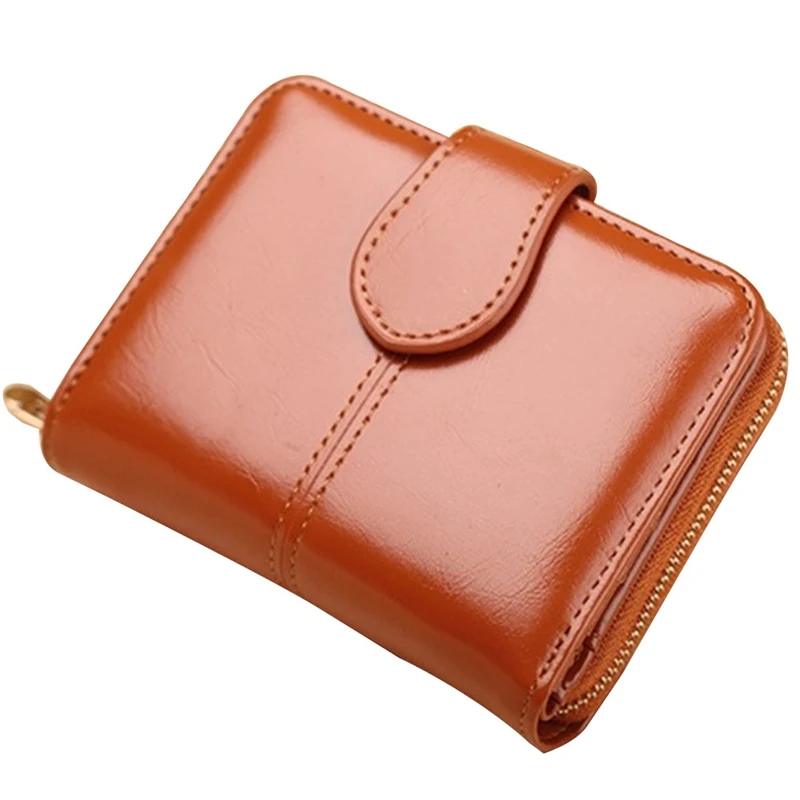 

Short Coin Purse Women's New Oil Waxed Leather Coin Bag Student Wallet Oil Leather Hand Bag