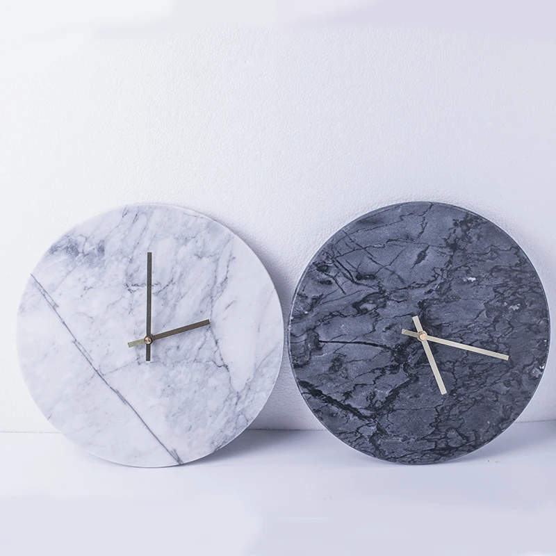 

Round Wall Clock Simple Decorative Creative Nordic Modern Marble Clock Wall Clock for Living Room Kitchen Office Bedroom