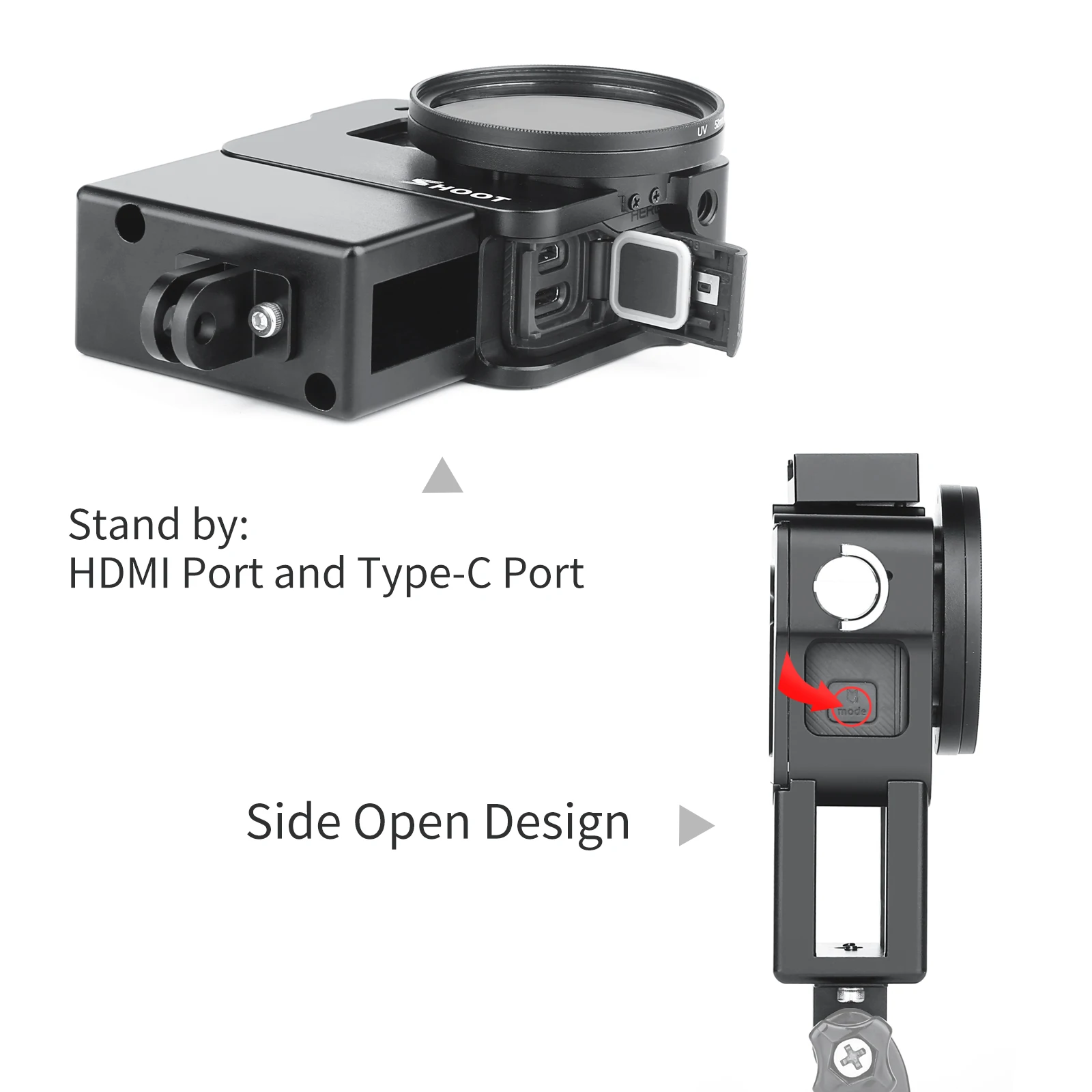 Защитный чехол клетка для GoPro Hero 7 6 5 черное крепление микрофона бревен корпус