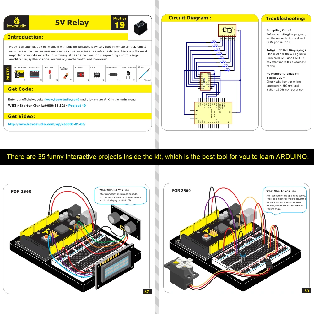 Стартовый набор Keyestudio Maker(MEGA 2560 R3) для проекта Arduino с подарочной коробкой+ Руководство пользователя+ 1602LCD+ шасси+ PDF(онлайн)+ 35 проект+ видео