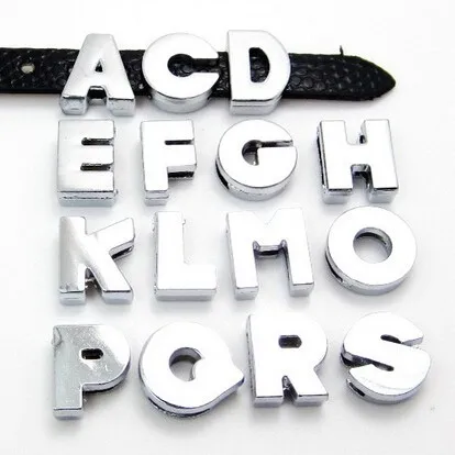 20 шт./лот 10 мм DIY Простой Chrome Слайд буквы "A-M можно выбрать каждую букву" подходит для брелки и браслет